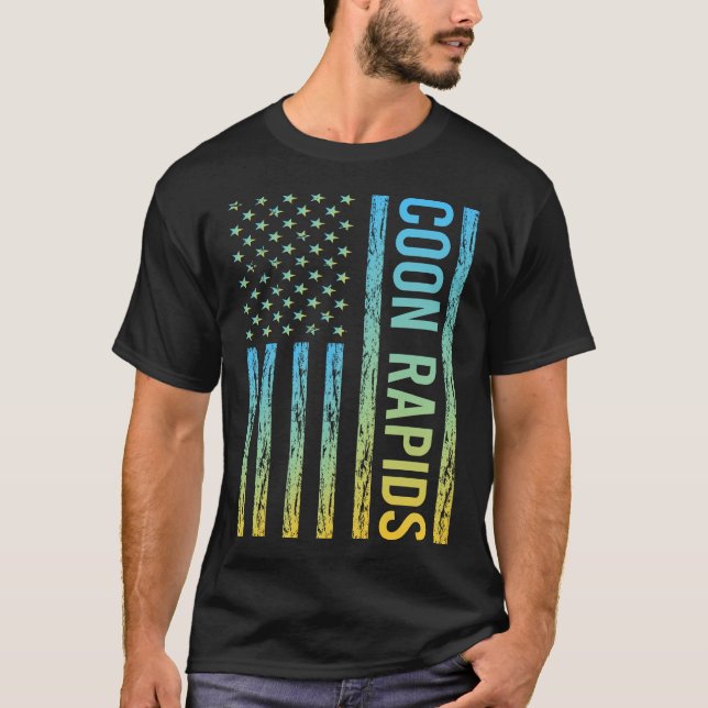 Blue Yellow USA Flag - Coon Rapids T-Shirt (Vorderseite)
