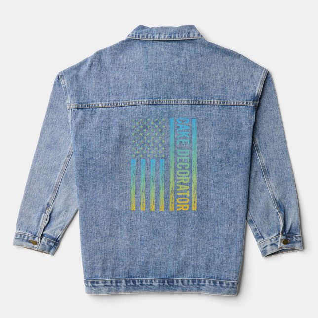 Blue Yellow USA Flag - Decorator Jeansjacke (Rückseite)