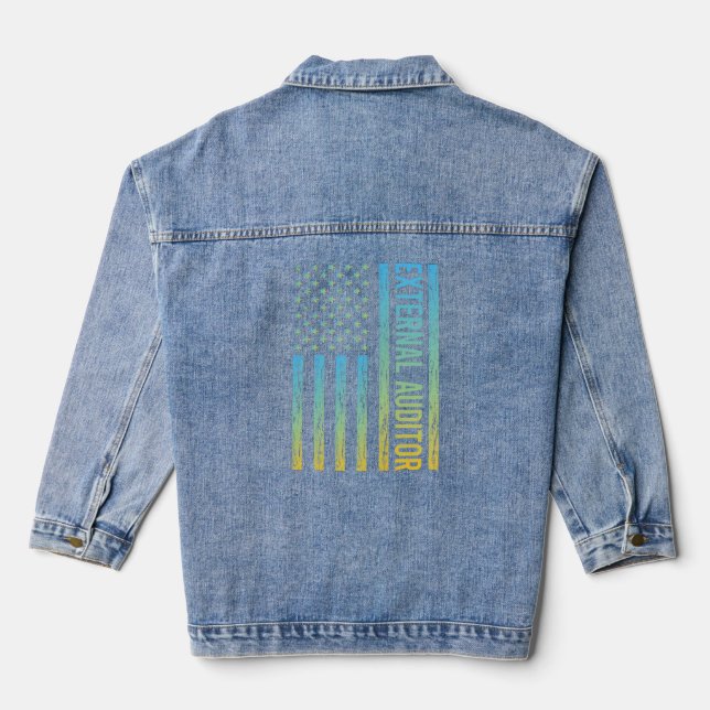 Blue Yellow USA Flag - Externer Prüfer Jeansjacke (Rückseite)