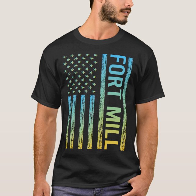 Blue Yellow USA Flag Fort Mill T-Shirt (Vorderseite)