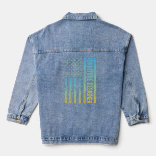 Blue Yellow USA Flag - Möbeldesigner Jeansjacke