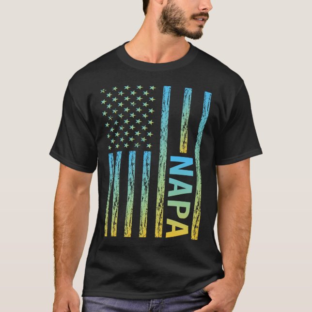 Blue Yellow USA Flag - Napa T-Shirt (Vorderseite)