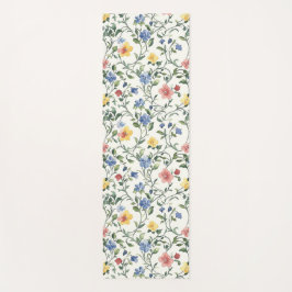 Blue Yellow Watercolor Wildflower Yogamatte