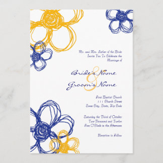 Blue & Yellow Wild Blume 12x18 Wedding Einladung