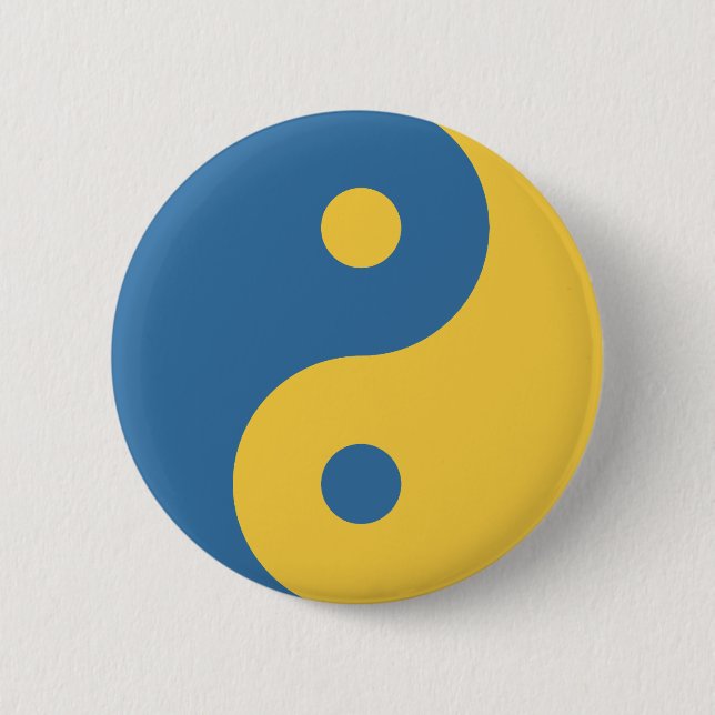 Blue & Yellow Yin und Yang Symbol Design Python Button (Vorderseite)