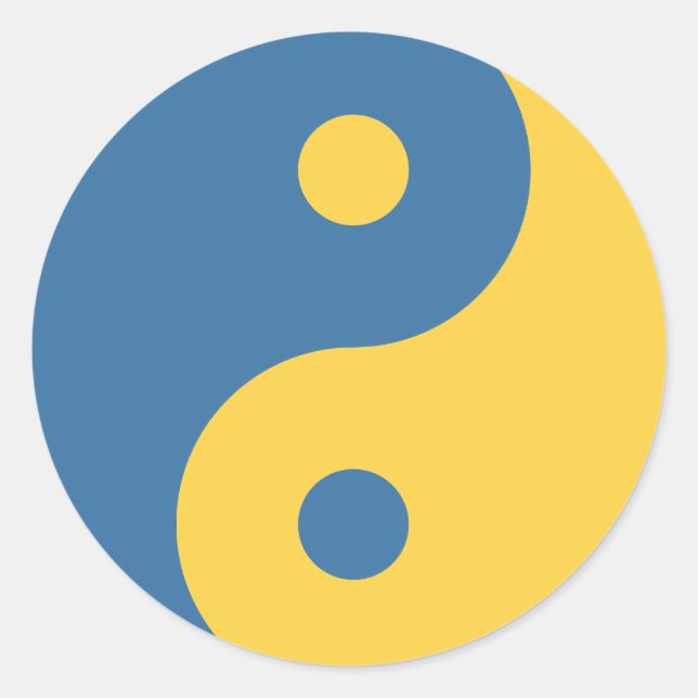 Blue & Yellow Yin und Yang Symbol Design Python Runder Aufkleber (Vorderseite)