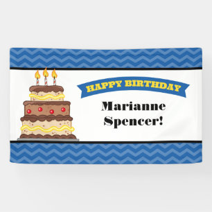 Blue Yellow Zickzack Cake Birthday Banner