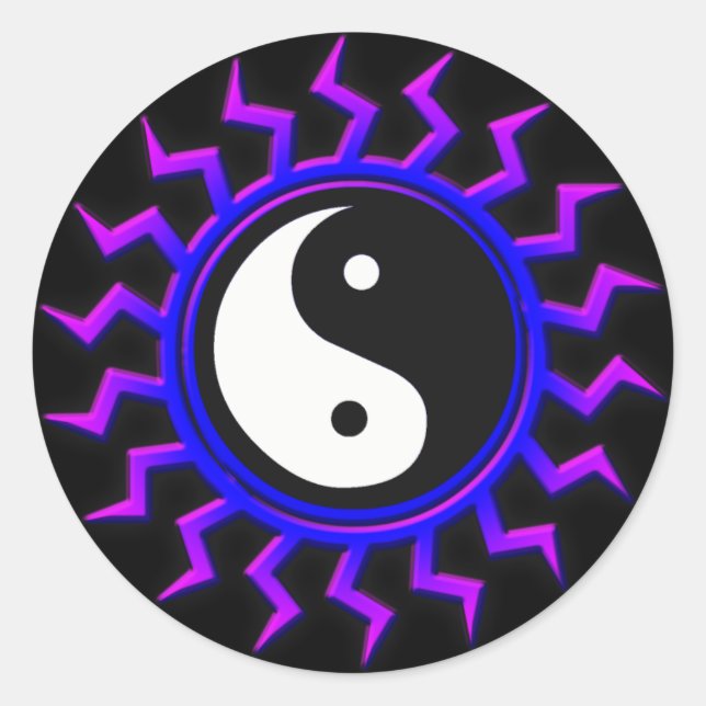 Blue Yin Yang Balanced Sun Runder Aufkleber (Vorderseite)