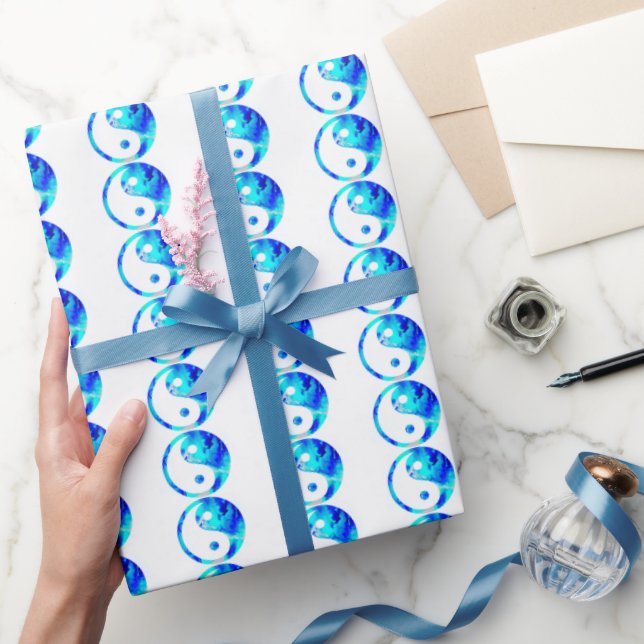 Blue Yin Yang Geschenkpapier (Schenken)