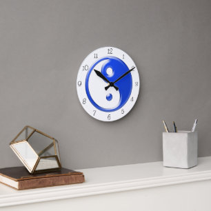 Blue Yin Yang Round Clock Runde Wanduhr