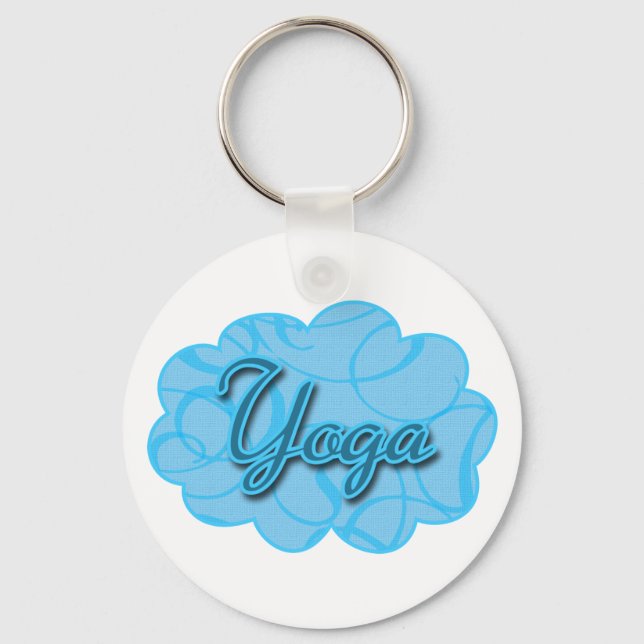 Blue Yoga Blüh Design Schlüsselanhänger (Vorderseite)
