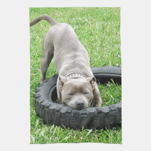 Blue Young Staffordshire Bull Terrier, Handtuch (Vertikal)