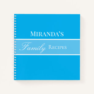 Blue Your Name Family Rezepte Script Typografie Notizbuch