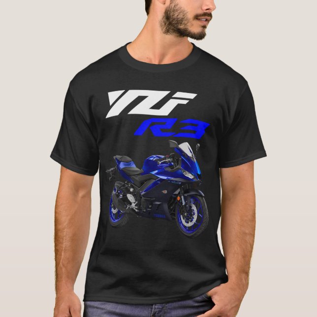 Blue YZF-R3 Sportsbike Motorrad T-Shirt (Vorderseite)
