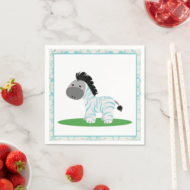 Blue Zebra Baby Dusche Party Paper Napkins Serviette (Beispiel)