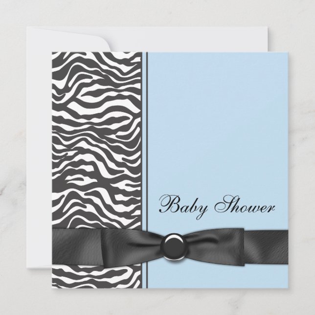Blue Zebra Boy Baby Shower Einladungen (Vorderseite)