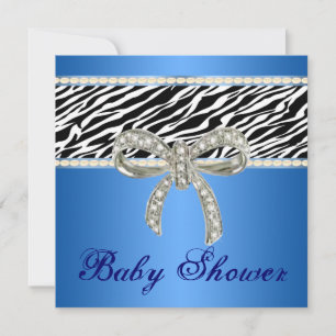 Blue Zebra Diamond Bow Kinderdusche Einladung