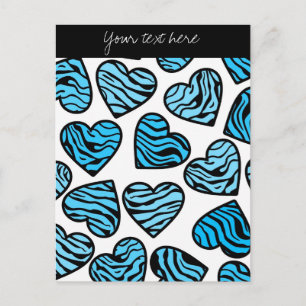 Blue Zebra Herz Design Postkarte