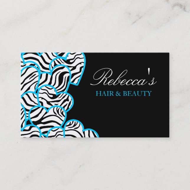 Blue Zebra Herzstück Design Business Card Visitenkarte (Vorderseite)