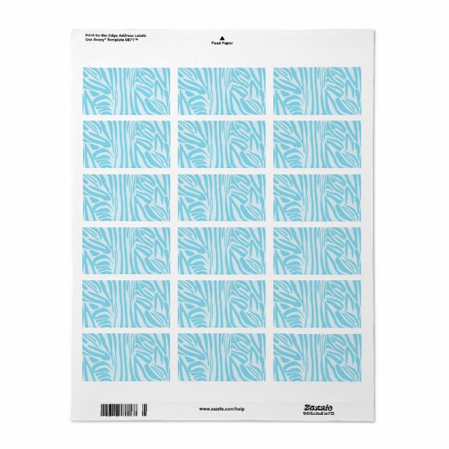 Blue Zebra Pattern Adressaufkleber (Vorne)