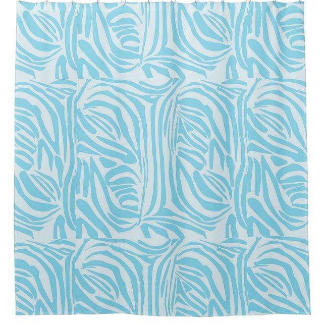 Blue Zebra Pattern Duschvorhang (Vorderseite)