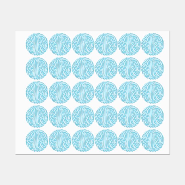 Blue Zebra Pattern Etiketten (Blatt)