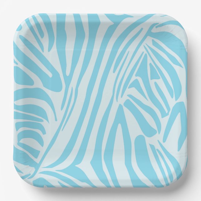Blue Zebra Pattern Pappteller (Vorderseite)