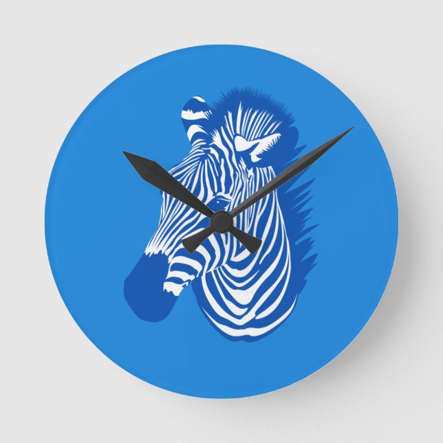 Blue Zebra Runde Wanduhr (Vorderseite)