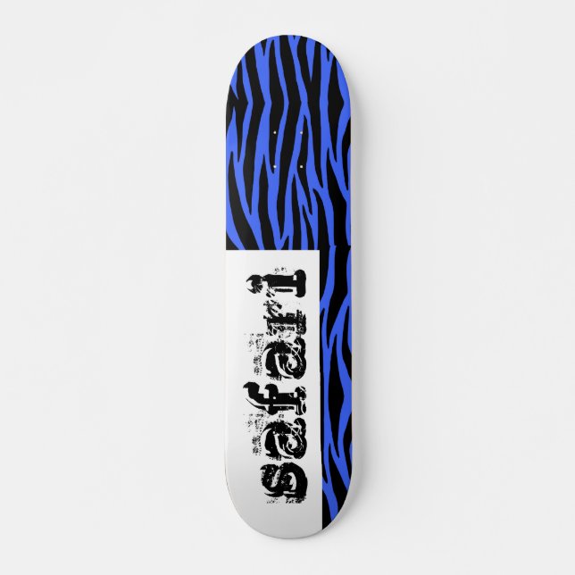 Blue Zebra Safari Streifen Skateboard (Vorne)