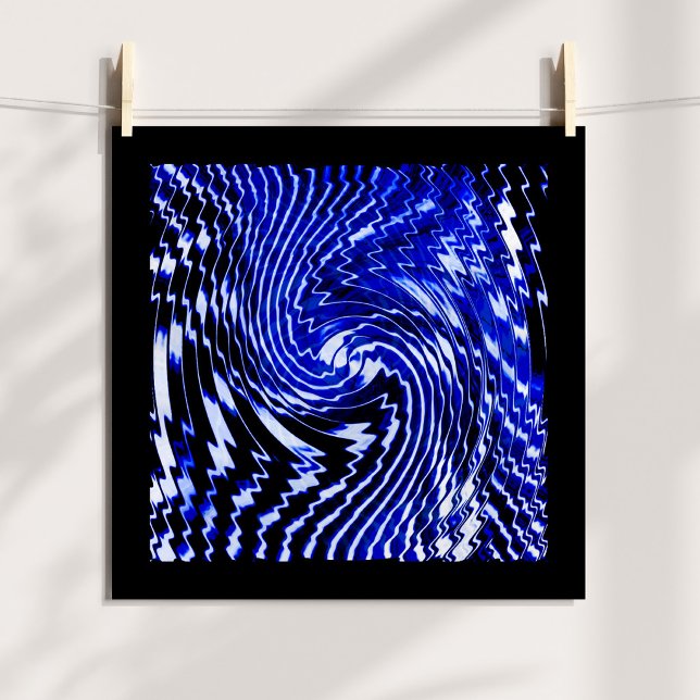 Blue Zebra Swirl Poster (Blue Zebra Swirl Abstract Digital Art Poster)