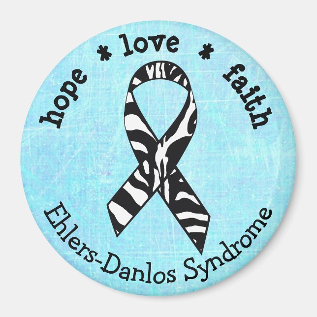 Blue Zebras EDS Ehlers-Danlos Syndrom Magnet (Vorne)