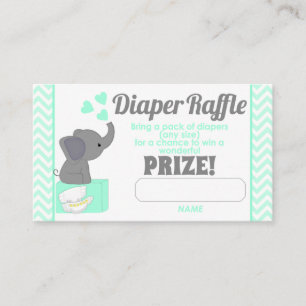 Blue Zickzack Elephant Diaper Raffle Tickets #330 Begleitkarte