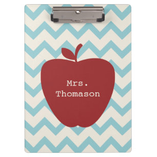 Blue Zickzack Red Apple Teacher Clipboard Klemmbrett