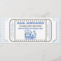 Blue Zickzack Vintag Train Ticket Baby Shower