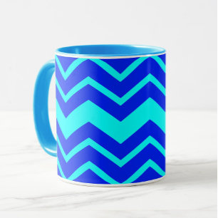 Blue Zig Zag Zickzack Muster Tasse