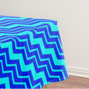 Blue Zig Zag Zickzack Muster Tischdecke