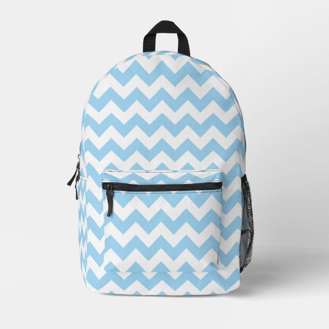 Blue Zigzag, Blue Zickzack, geometrisches Muster Bedruckter Rucksack (Vorderseite)