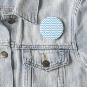 Blue Zigzag, Blue Zickzack, geometrisches Muster Button