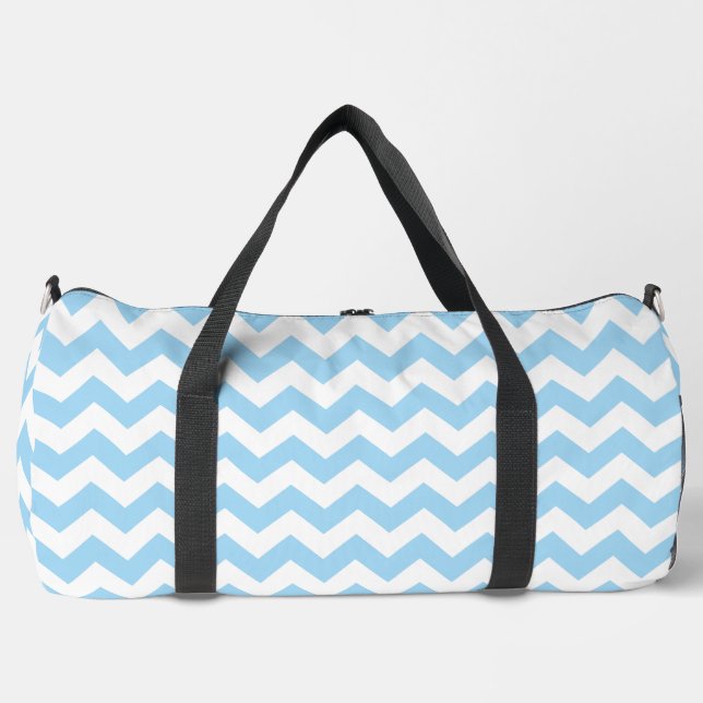 Blue Zigzag, Blue Zickzack, geometrisches Muster Duffle Bag (Vorderseite)