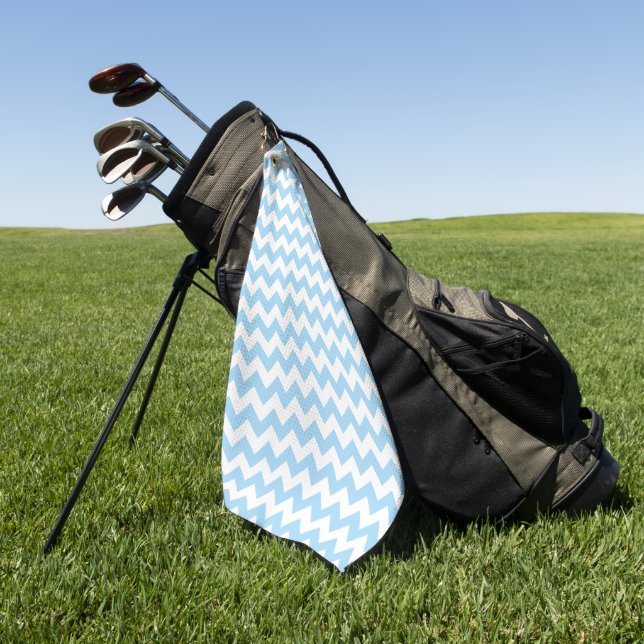Blue Zigzag, Blue Zickzack, geometrisches Muster Golfhandtuch (Gras)