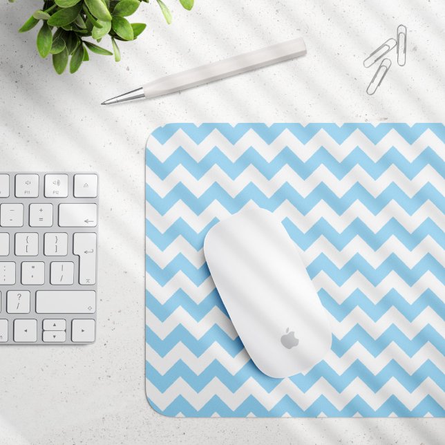 Blue Zigzag, Blue Zickzack, geometrisches Muster Mousepad (Von Creator hochgeladen)