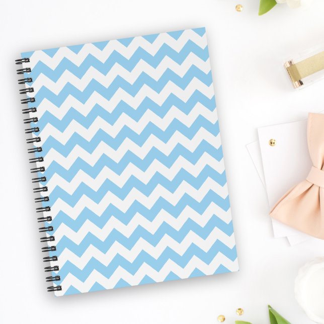 Blue Zigzag, Blue Zickzack, geometrisches Muster Notizbuch (Von Creator hochgeladen)