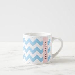Blue Zigzag, Blue Zickzack, Wave Pattern, Ihr Name Espressotasse