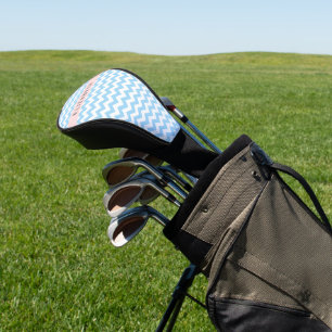 Blue Zigzag, Blue Zickzack, Wave Pattern, Ihr Name Golf Headcover