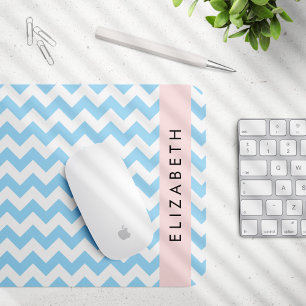 Blue Zigzag, Blue Zickzack, Wave Pattern, Ihr Name Mousepad