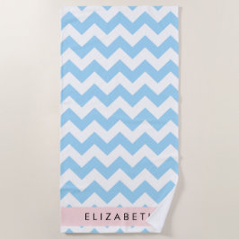 Blue Zigzag, Blue Zickzack, Wave Pattern, Ihr Name Strandtuch