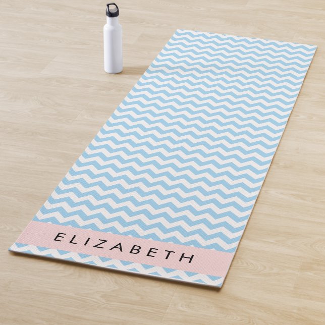 Blue Zigzag, Blue Zickzack, Wave Pattern, Ihr Name Yogamatte (Beispiel)