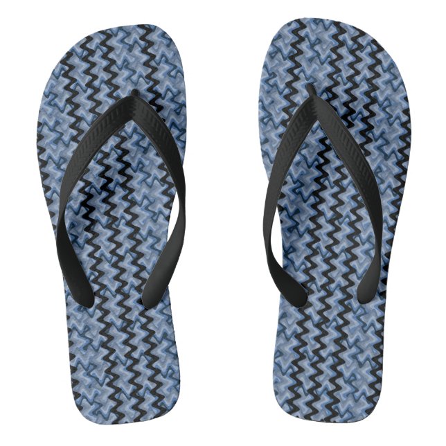 Blue Zigzag Flip Flops (Fußbett)
