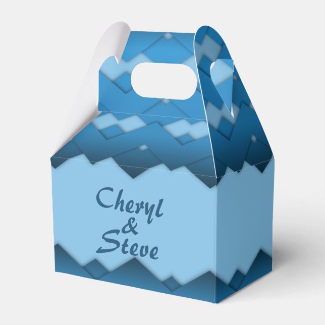 Blue Zigzag Monogram Geschenkschachtel (Vorderseite)