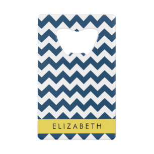 Blue Zigzag, Navy Blue Zickzack, Ihr Name Geldbeutel Flaschenöffner